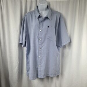 Quick Silver Mens Shirt XXL Short Sleeve Blue Button Up Blue White Plaid